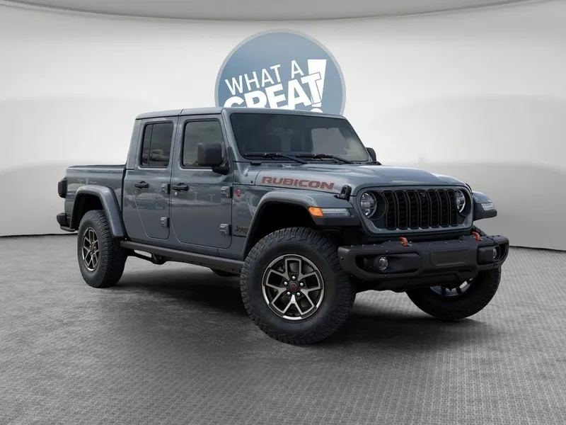 2026 Jeep Gladiator Rubicon X in Anvil Clear-Coat Exterior Paint — front three-quarter view