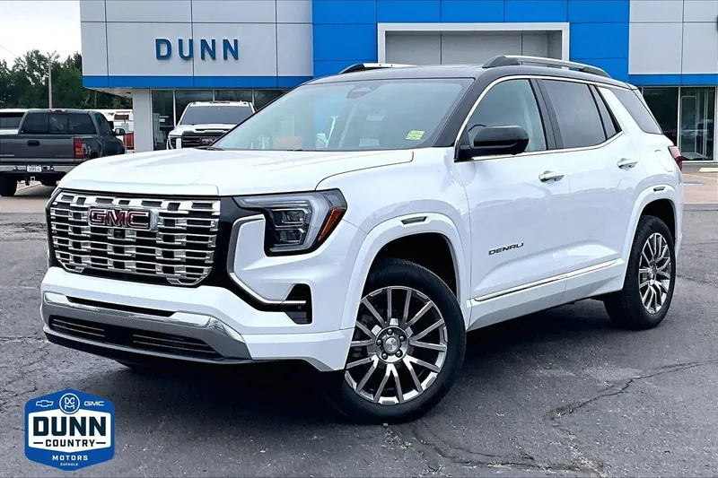 2026 GMC Terrain Denali in Summit White — front three-quarter view