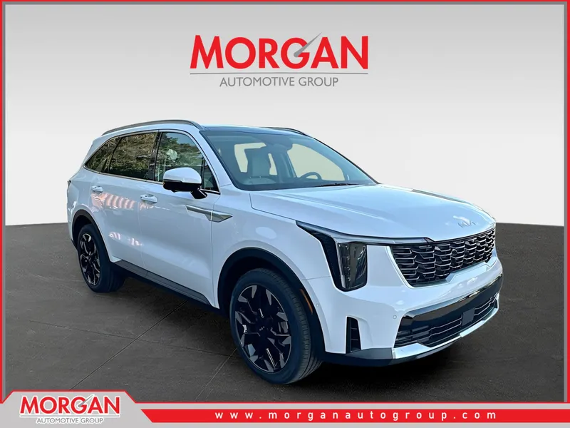 2026 Kia Sorento SX in White — front three-quarter view