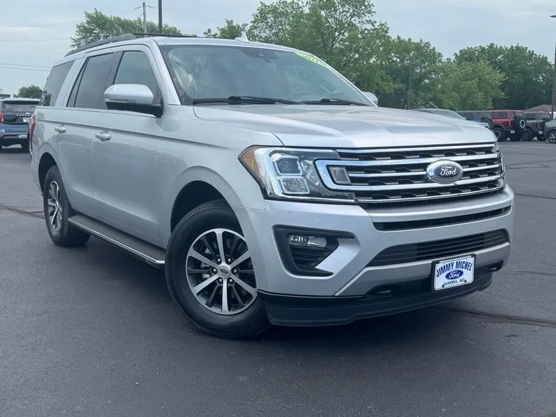 2018 Ford Expedition XLT in Ingot Silver — front three-quarter view