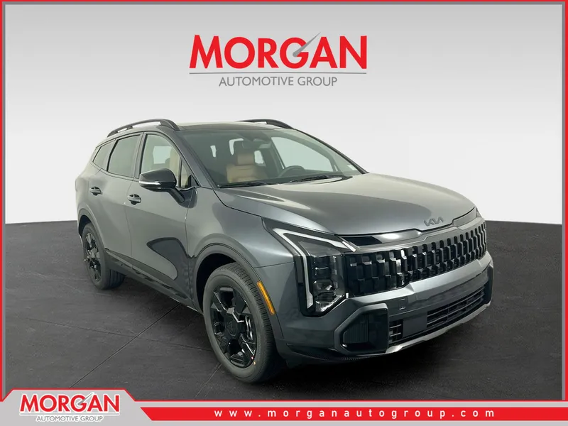2026 Kia Sportage Hybrid X-Line in Gravity Gray — front three-quarter view