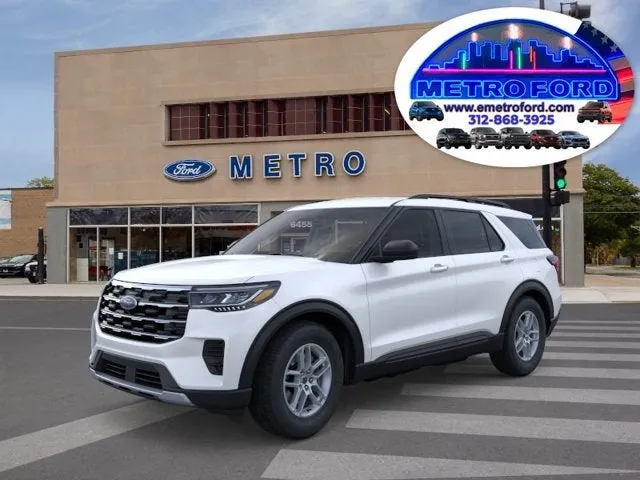 2026 Ford Explorer Active w/100A Pkg in Star White Metallic Tri-Coat — front three-quarter view
