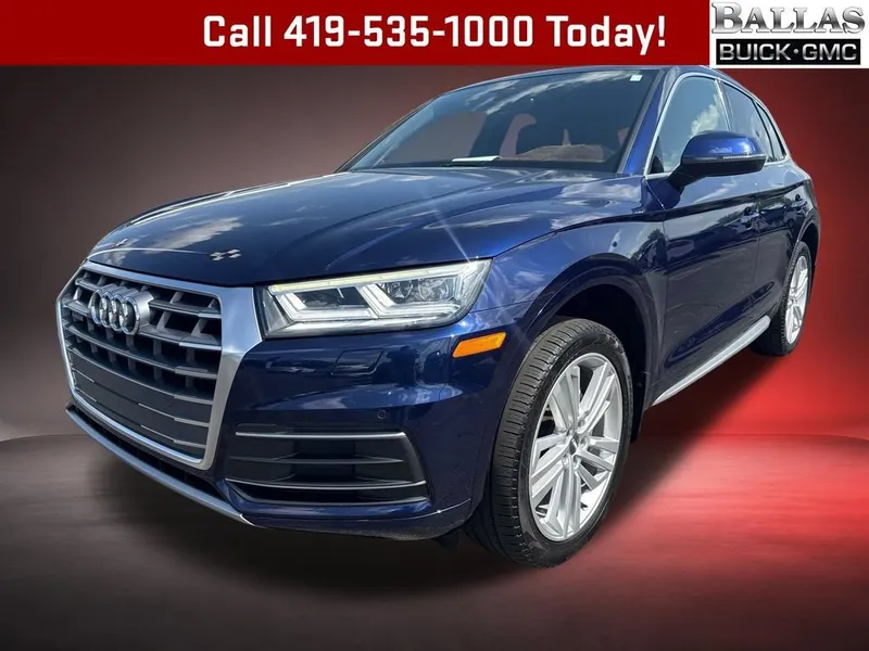 2018 Audi Q5 2.0T Premium in Blue — front three-quarter view