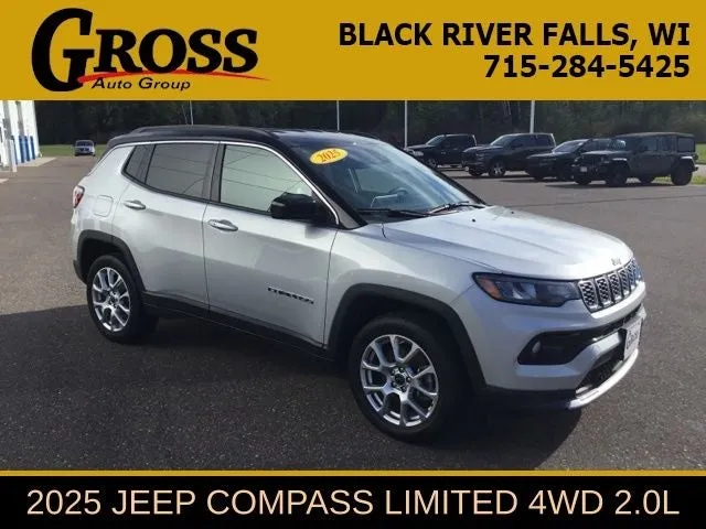 2025 Jeep Compass Limited in Silver Zynith Metallic Clearcoat — front three-quarter view