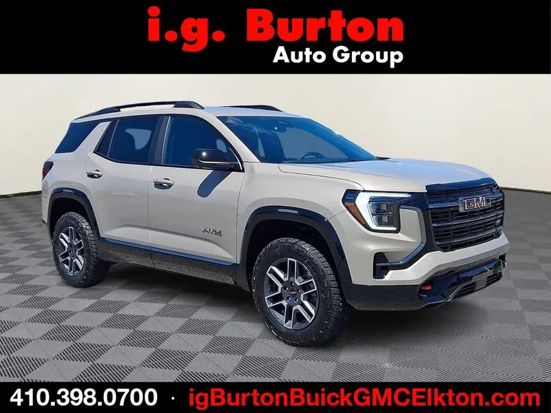 2026 GMC Terrain AT4 in Riverstone Metallic — front three-quarter view
