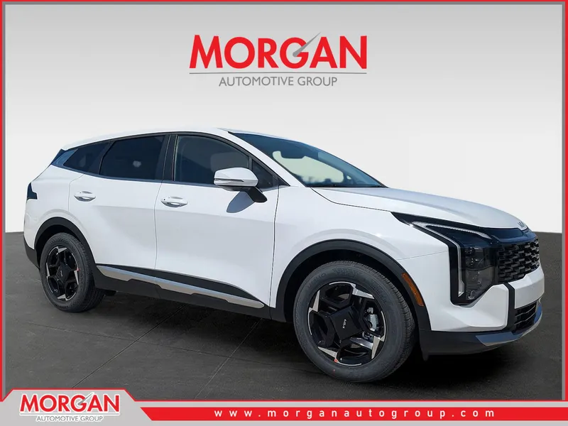 2026 Kia Sportage EX in Glacial White Pearl — front three-quarter view
