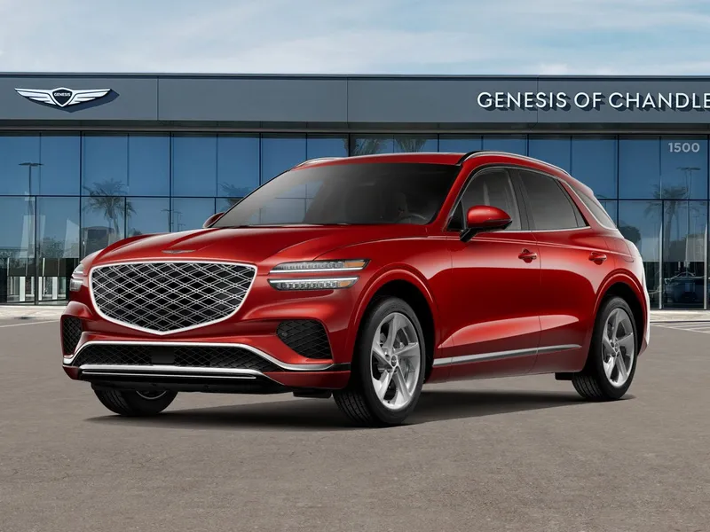 2026 Genesis GV70 2.5T ADVANCED in Mauna Red — front three-quarter view
