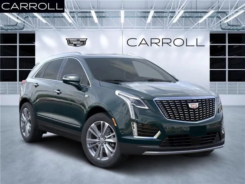 2026 Cadillac XT5 Premium Luxury in Emerald Lake Metallic — front three-quarter view