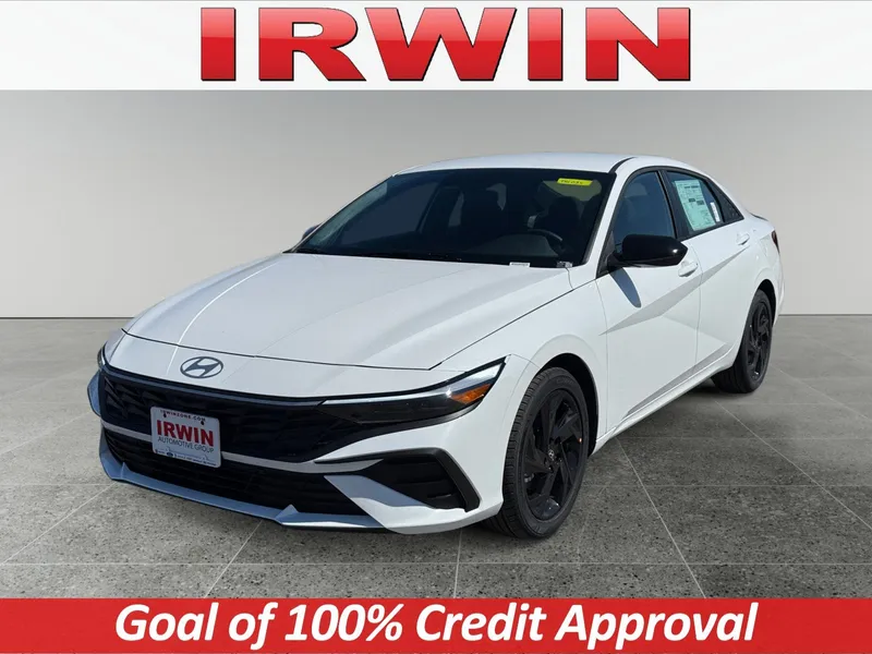 2026 Hyundai Elantra SEL Sport in White — front three-quarter view