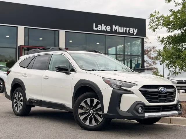 2024 Subaru Outback Limited in Crystal White Pearl — front three-quarter view