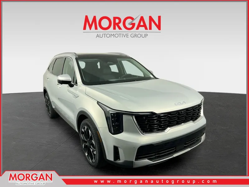 2026 Kia Sorento SX in Ivory Silver — front three-quarter view