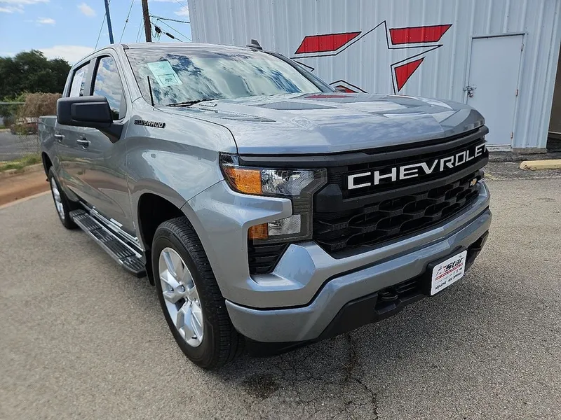 2024 Chevrolet Silverado 1500 Custom in Sterling Gray Metallic — front three-quarter view