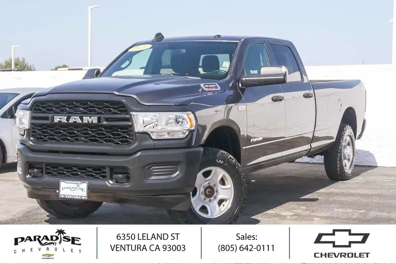 2021 RAM 3500 Tradesman in Granite Crystal M — front three-quarter view