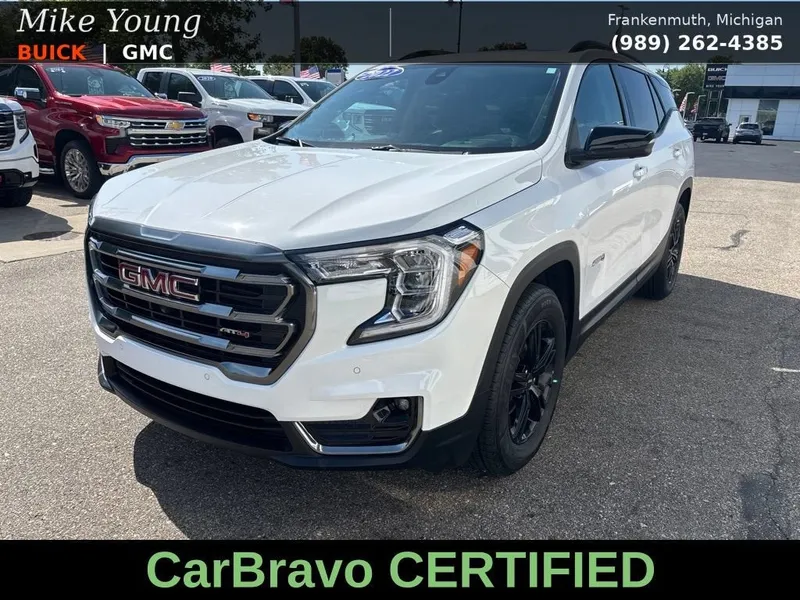 2022 GMC Terrain AT4 in Summit White — front three-quarter view