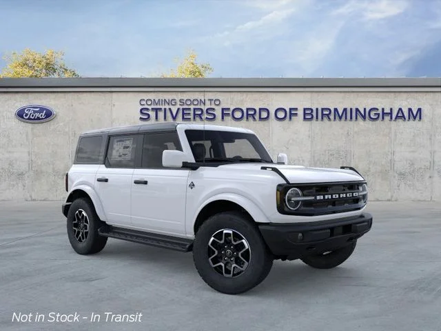 2026 Ford Bronco Outer Banks in Oxford White — front three-quarter view