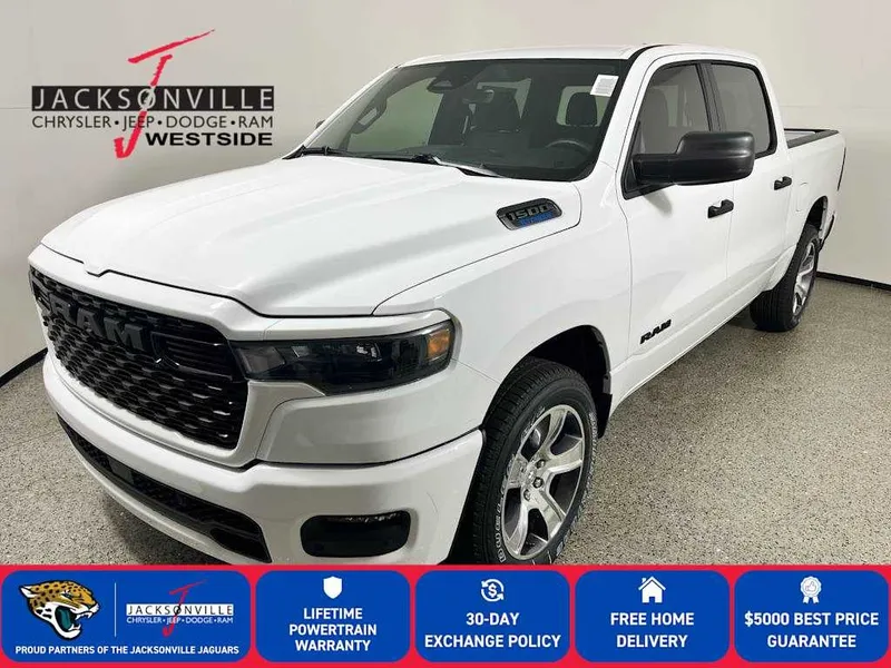 2026 RAM 1500 Express in Bright White Clear-Coat Exterior Paint — front three-quarter view