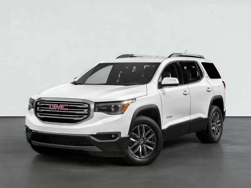 2019 GMC ACADIA SLT in Summit White — front three-quarter view
