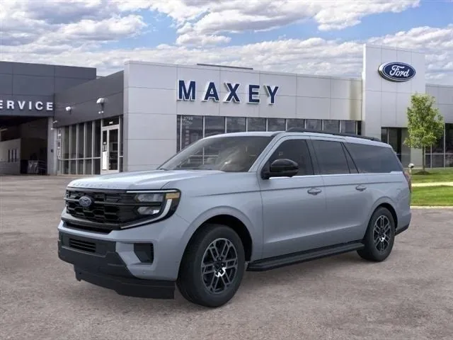 2026 Ford Expedition MAX Active in Glacier Gray Metallic Tri-Coat — front three-quarter view