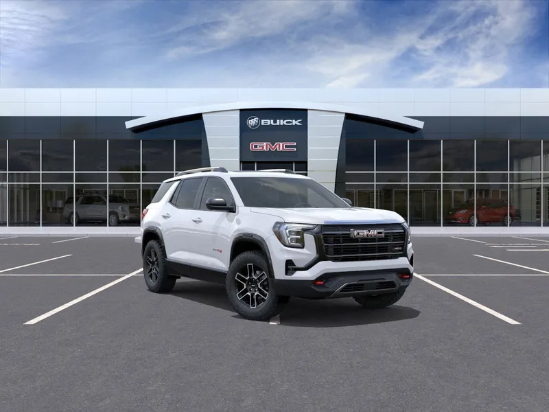 2026 GMC Terrain AT4 in Summit White — front three-quarter view