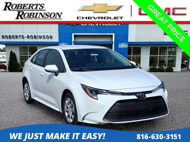 2024 Toyota Corolla LE in White — front three-quarter view