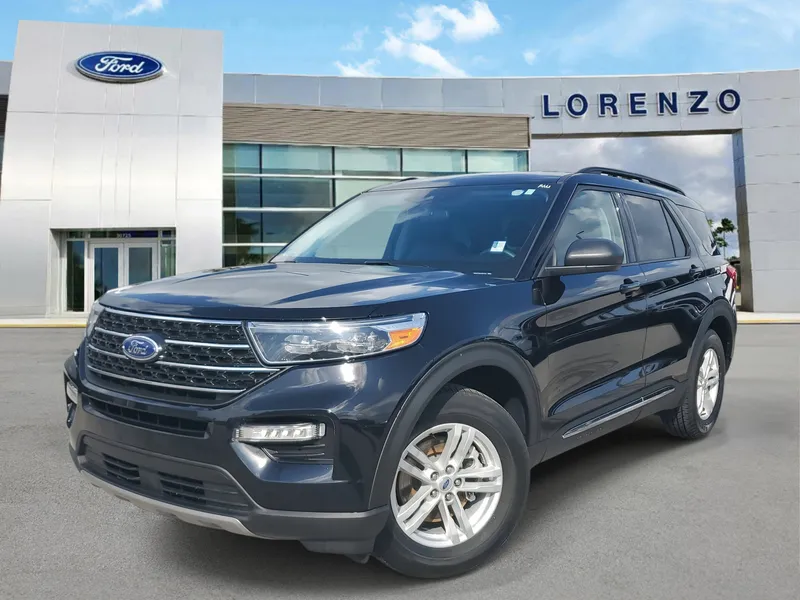 2023 Ford Explorer XLT in Agate Black Metallic — front three-quarter view