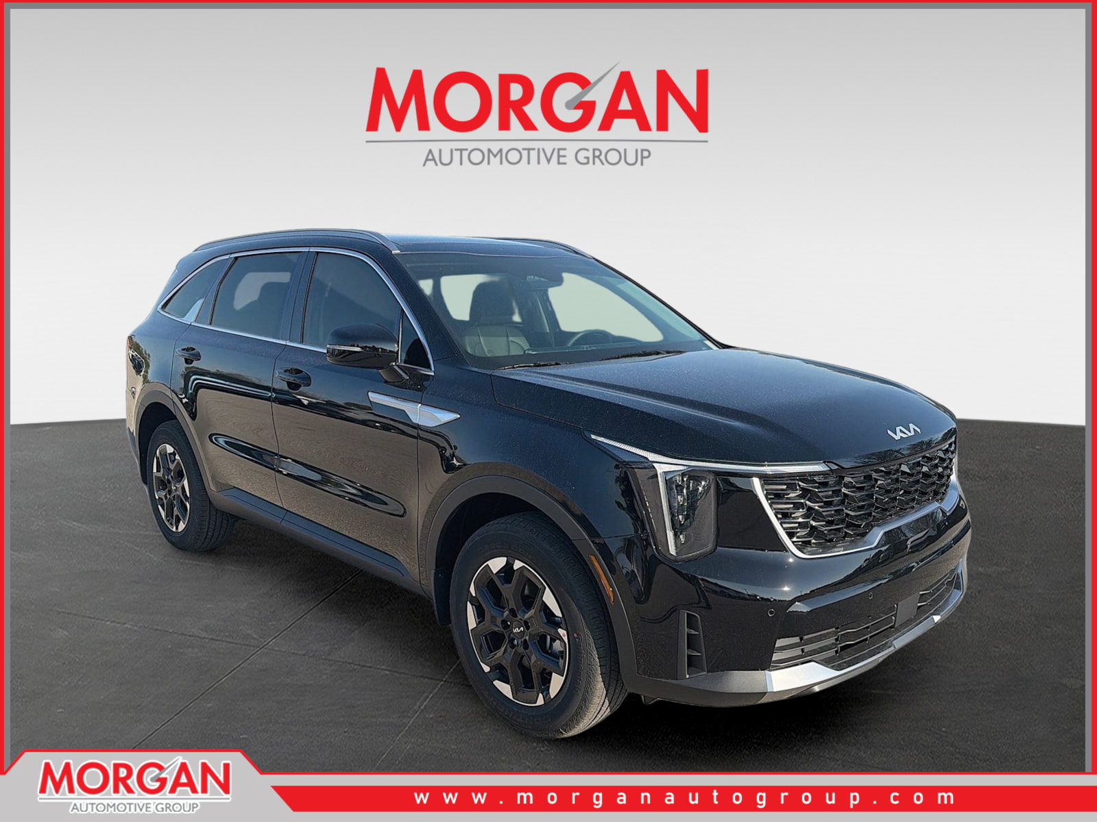 2026 Kia Sorento S in Ebony Black — front three-quarter view