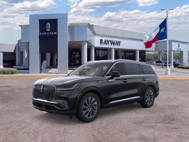 2026 Lincoln Aviator Premiere in Infinite Black Metallic Clearcoat — front three-quarter view