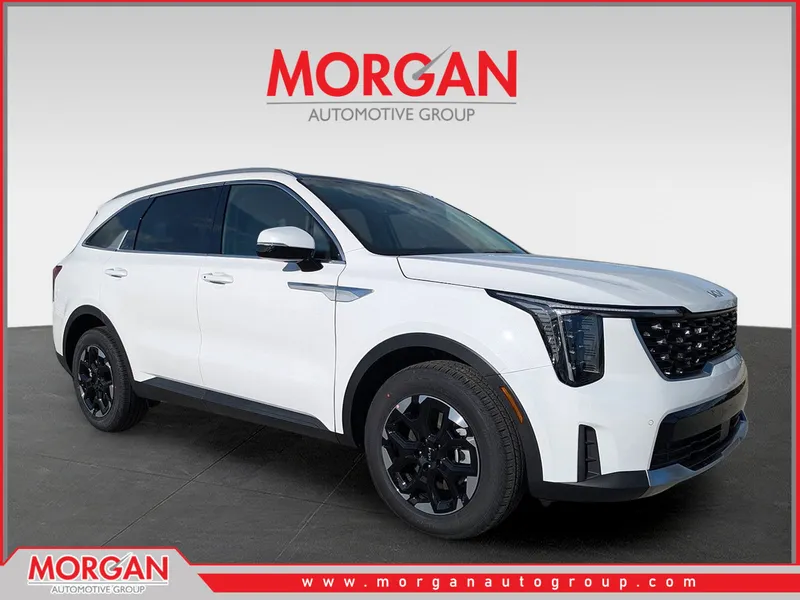 2026 Kia Sorento S in Glacial White Pearl — front three-quarter view