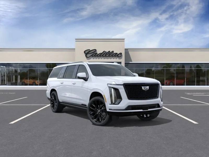 2026 Cadillac Escalade ESV Platinum Sport in Vibrant White Tricoat — front three-quarter view
