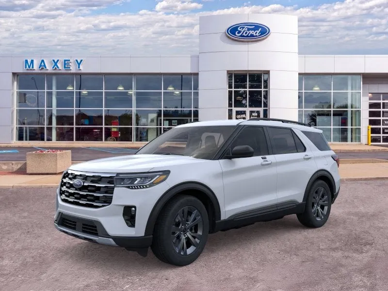 2026 Ford Explorer Active in Space White Metallic — front three-quarter view