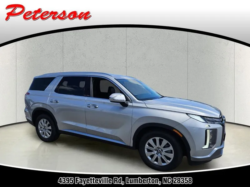 2024 Hyundai Palisade SEL in Typhoon Silver — front three-quarter view