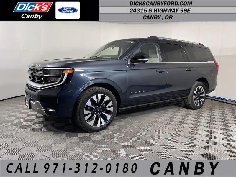 2025 Ford Expedition Max Platinum in Blue — front three-quarter view