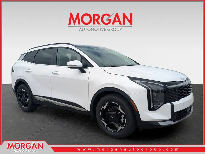 2026 Kia Sportage EX in Glacial White Pearl — front three-quarter view
