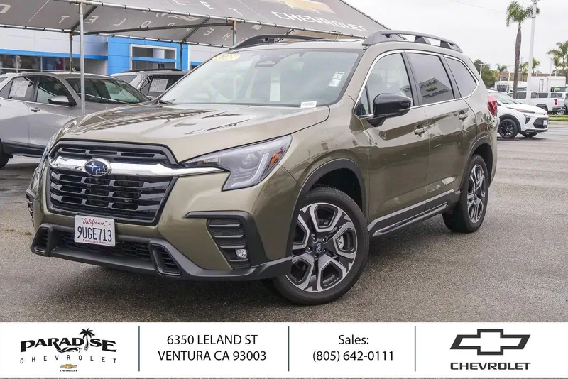 2025 Subaru Ascent Limited in Autumn Green Metallic — front three-quarter view