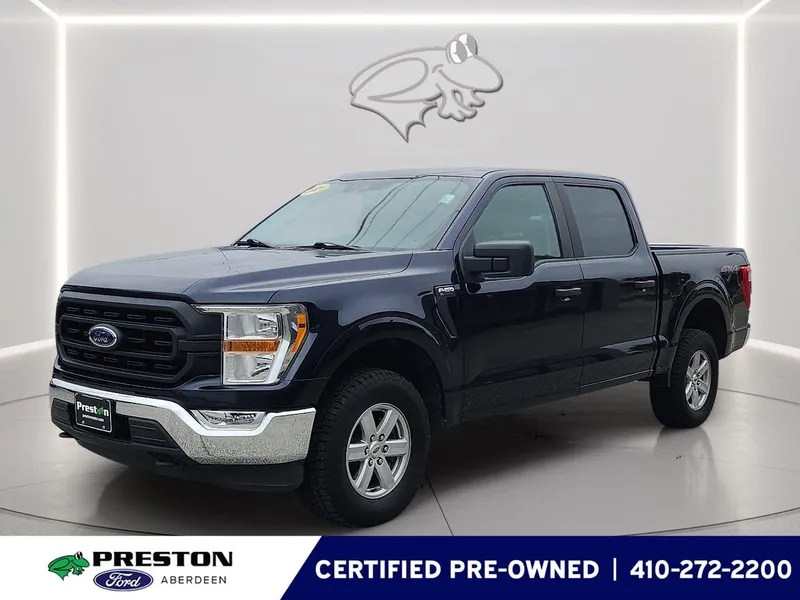 2021 Ford F-150 XL in Antimatter Blue — front three-quarter view