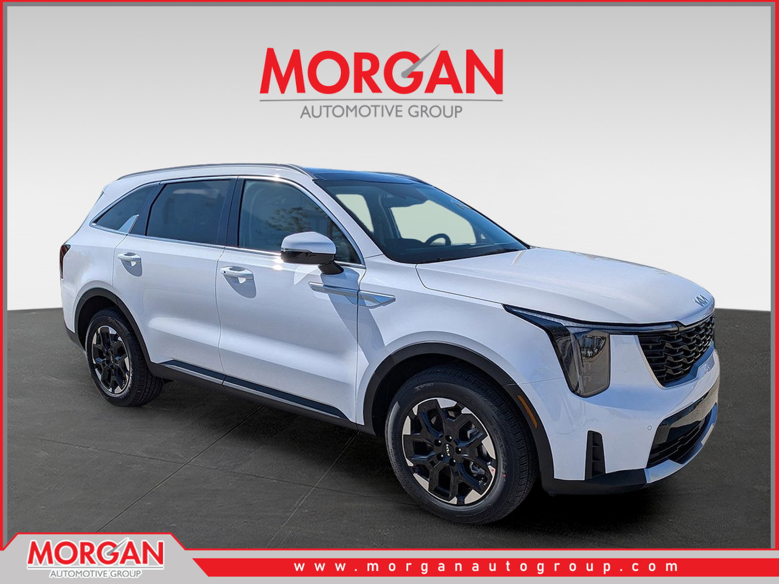 2026 Kia Sorento S in Glacial White Pearl — front three-quarter view