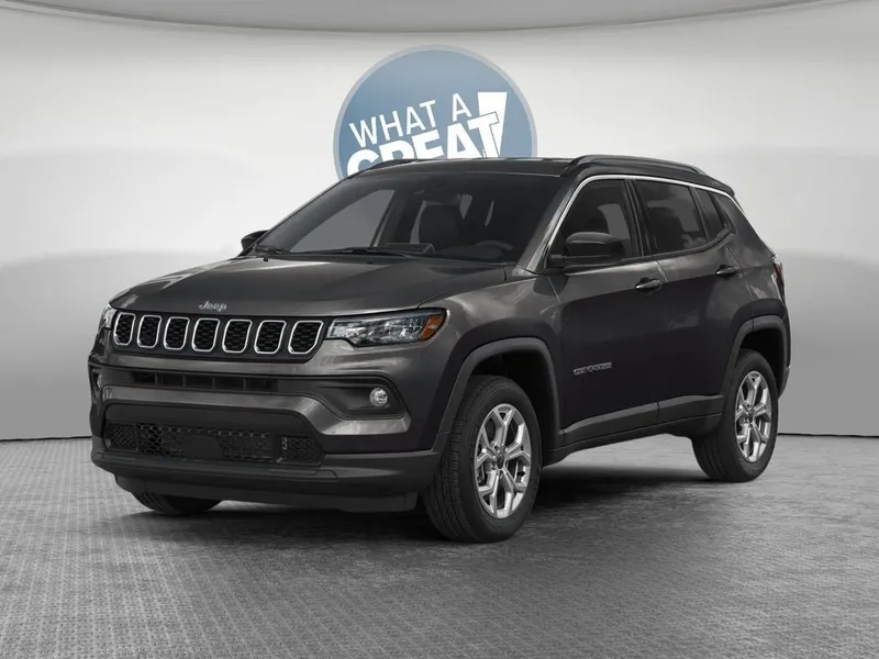 2026 Jeep Compass Limited in Diamond Black Crystal Pearl-Coat Exterior Paint — front three-quarter view