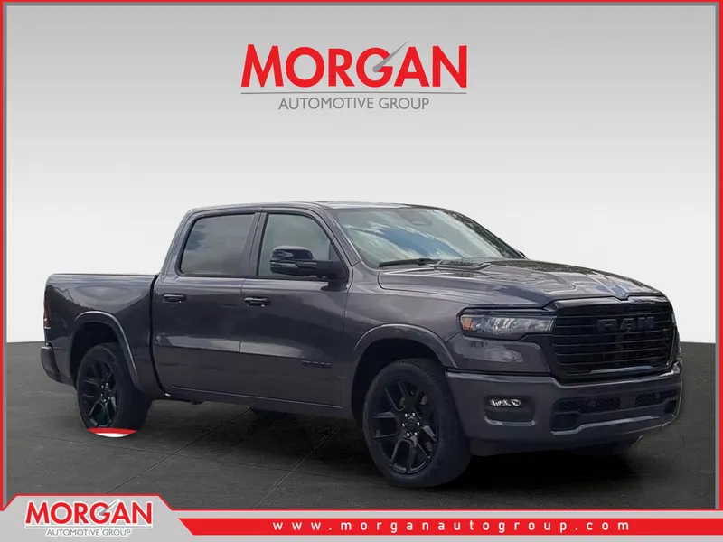 2026 Ram 1500 Laramie in Gray — front three-quarter view