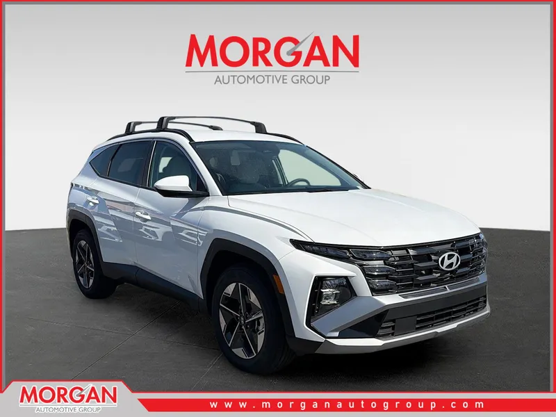 2026 Hyundai TUCSON SEL in Serenity White Pearl — front three-quarter view