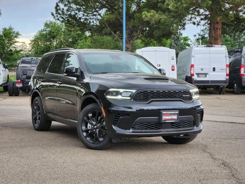 2026 Dodge Durango DURANGO GT PLUS AWD in Diamond Black Clear-Coat Exterior Paint — front three-quarter view