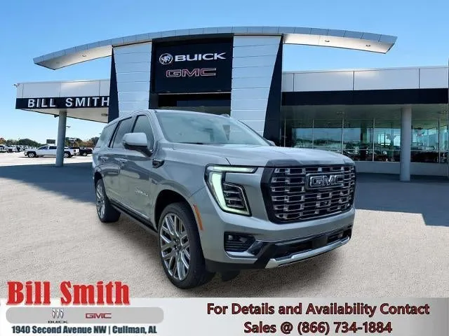 2026 GMC Yukon Denali Ultimate in Sterling Metallic — front three-quarter view