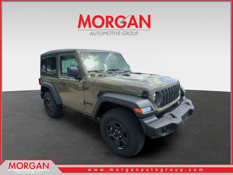 2026 Jeep Wrangler Sport in Green — front three-quarter view