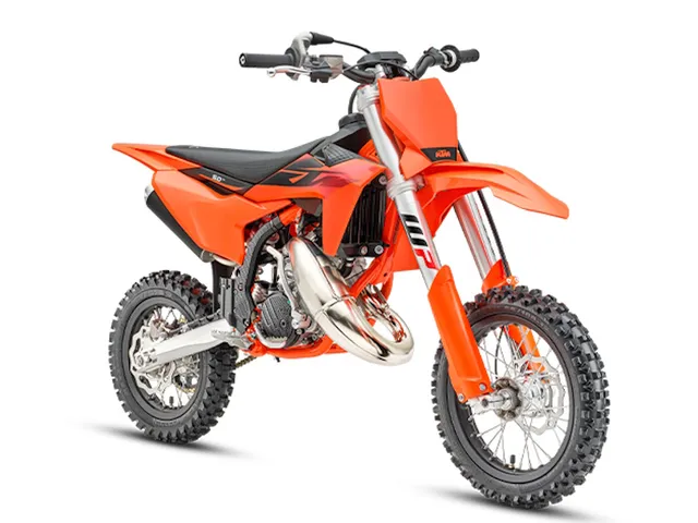 2027 KTM 50 SX — front three-quarter view
