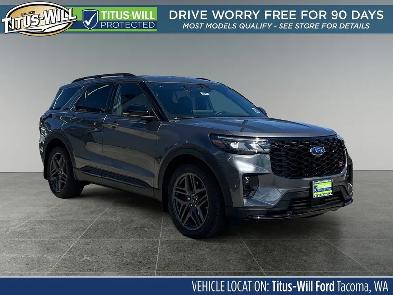 2025 Ford Explorer ST in Gray Metallic — front three-quarter view