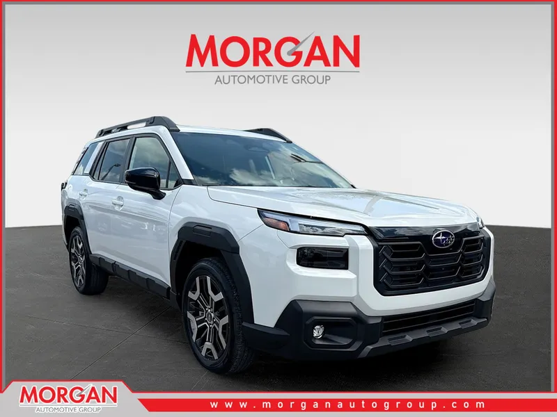 2026 Subaru Outback Touring XT in Crystal White Pearl — front three-quarter view