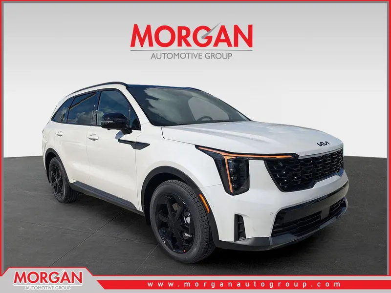 2026 Kia Sorento Hybrid X-Line SX Prestige in Snow White Pearl — front three-quarter view