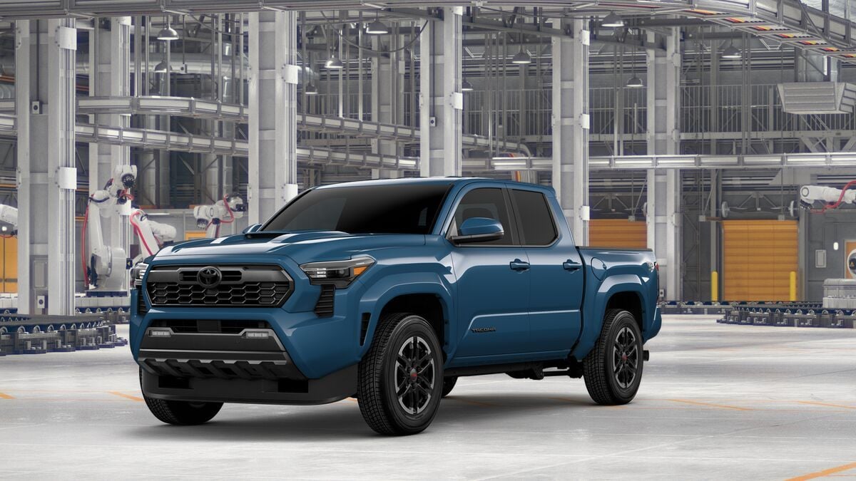 2026 Toyota Tacoma TRD Sport in Heritage Blue — front three-quarter view