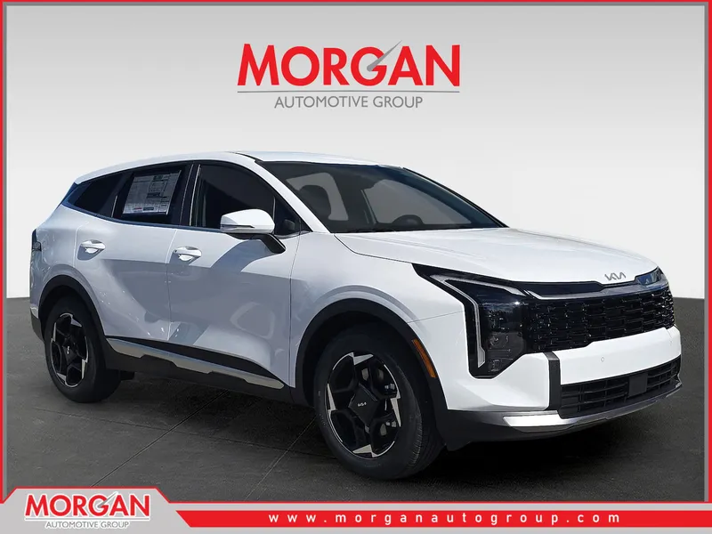 2026 Kia Sportage EX in Glacial White Pearl — front three-quarter view