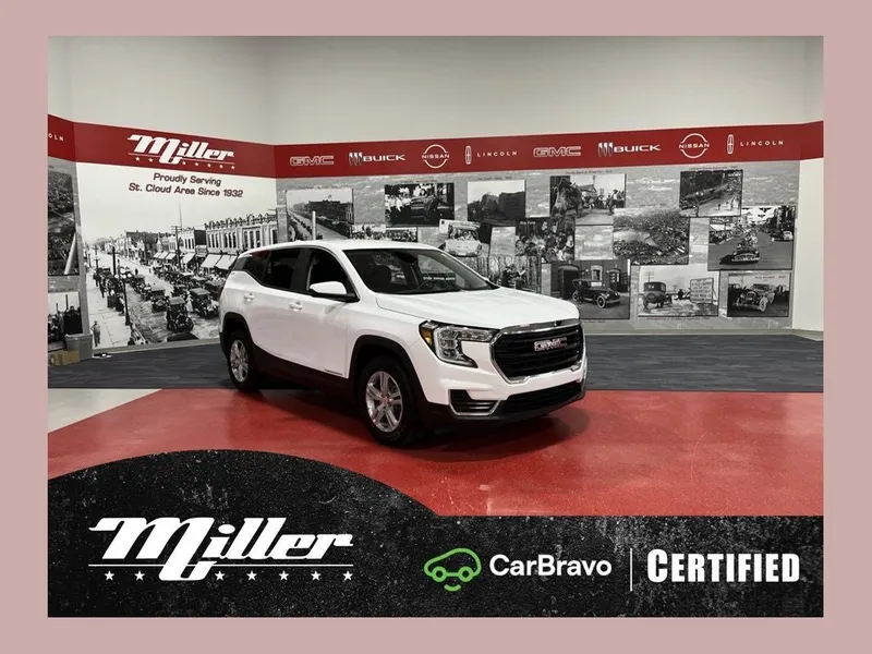 2024 GMC Terrain SLE in Summit White — front three-quarter view