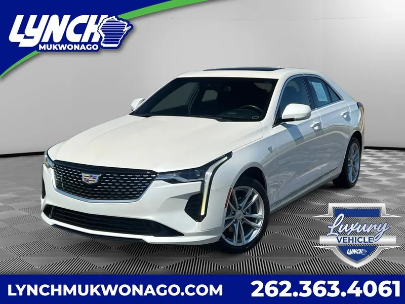 2024 Cadillac CT4 Luxury in Crystal White Tricoat — front three-quarter view
